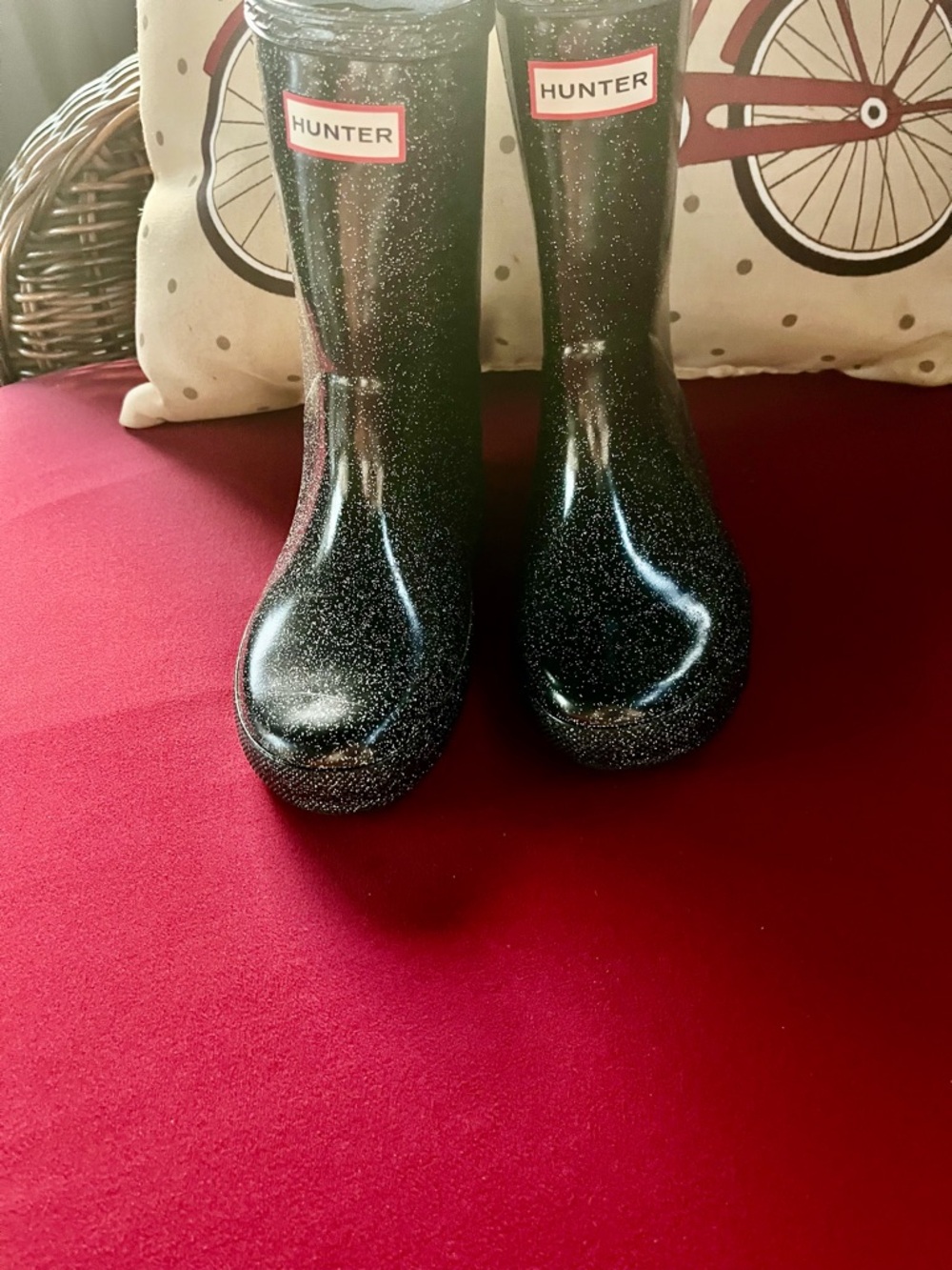 Hunter Black Glitter Tall Rain Boots